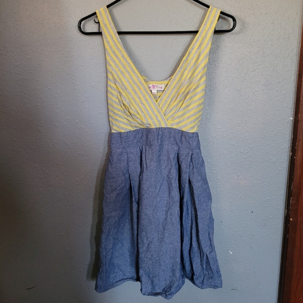 As U Wish Yellow and Gray Striped Dress